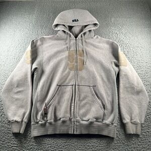 Vintage Triple Five Soul Hoodie Mens L Gray Zip Up Fleece Distressed 5 Patch NYC